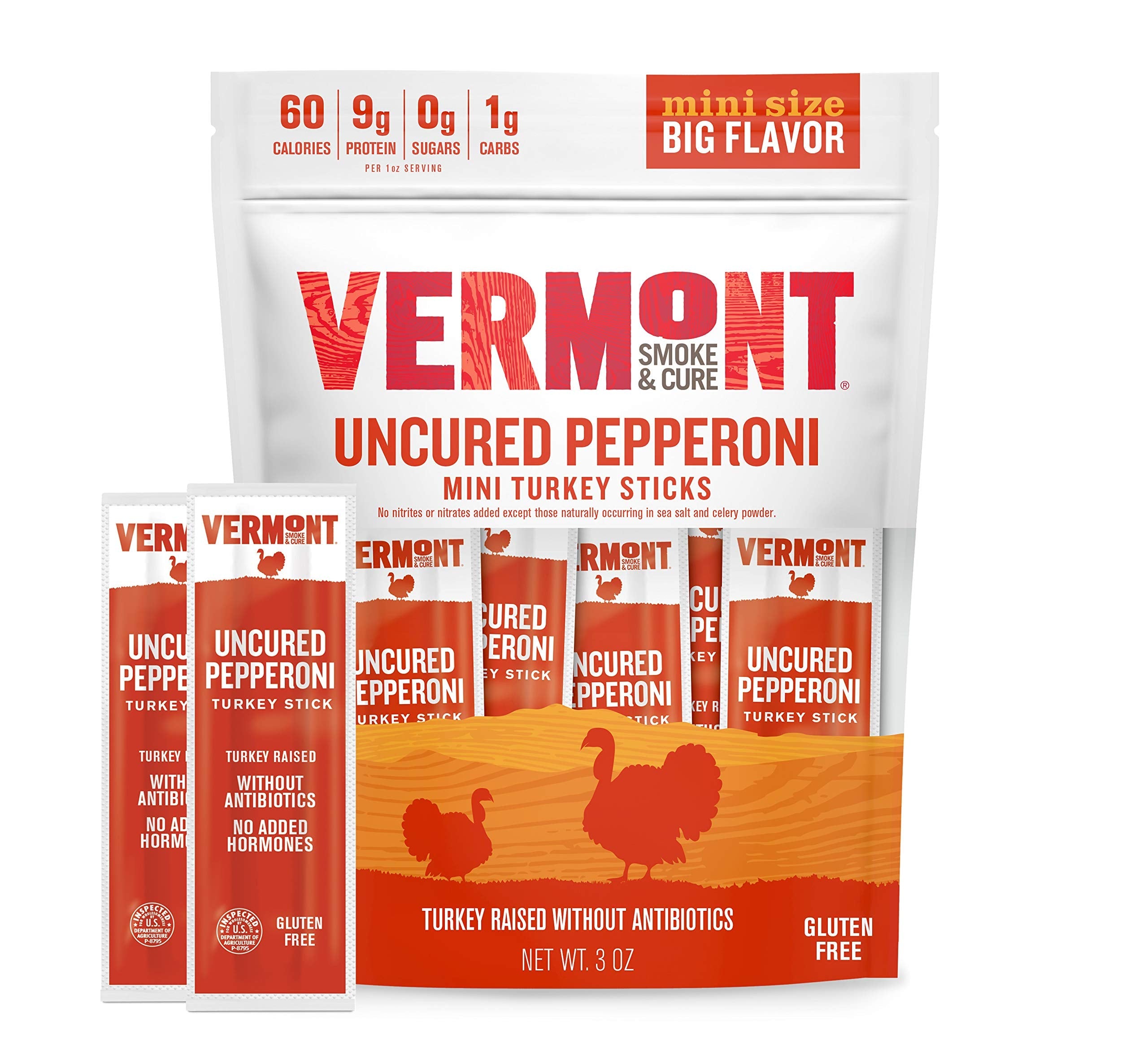 Product image of Vermont Smoke and Cure Turkey Mini Jerky Sticks Meat Sticks Pack Keto High Protein Low Sugar Gluten Free