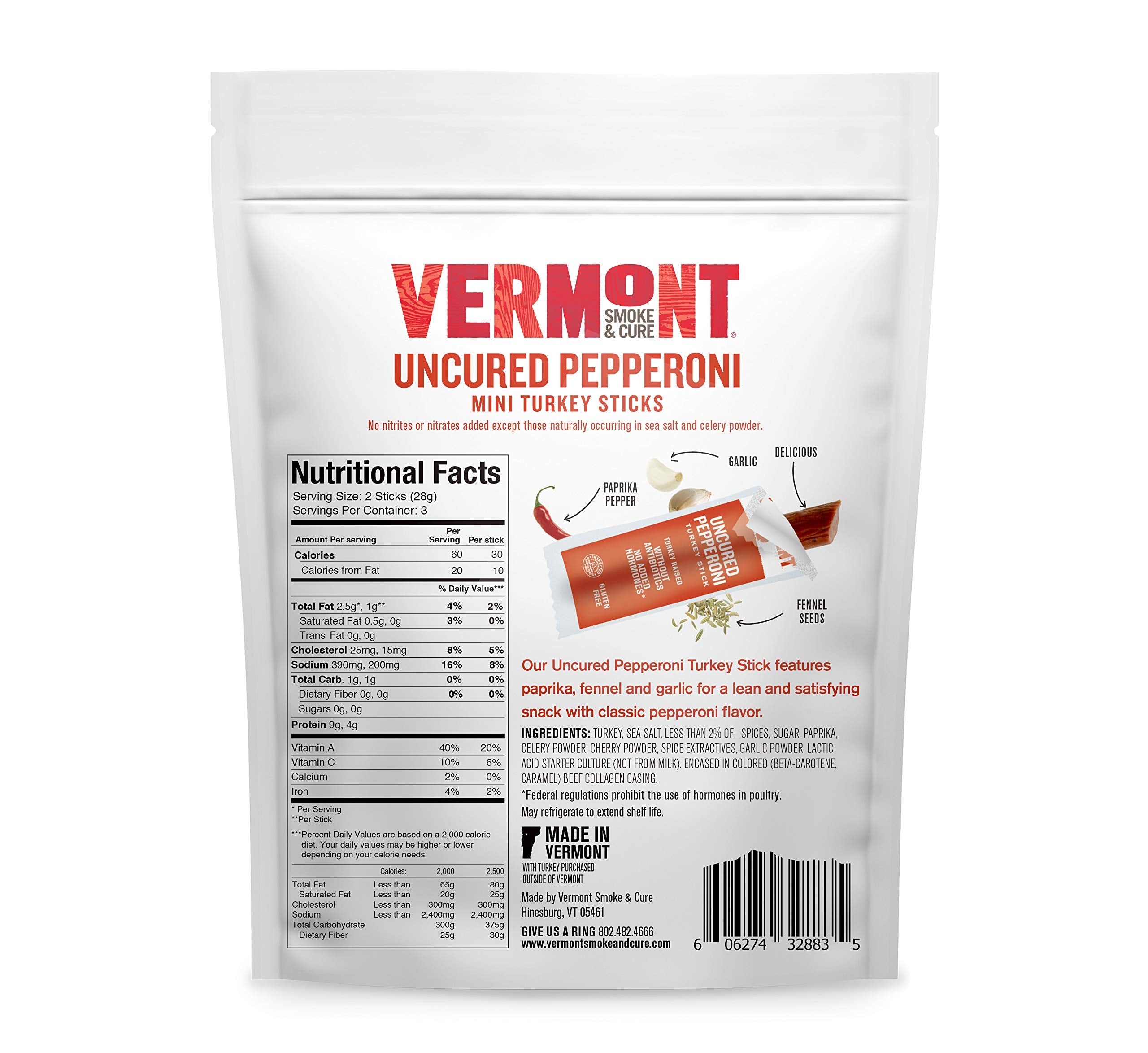 Product image of Vermont Smoke and Cure Turkey Mini Jerky Sticks Meat Sticks Pack Keto High Protein Low Sugar Gluten Free