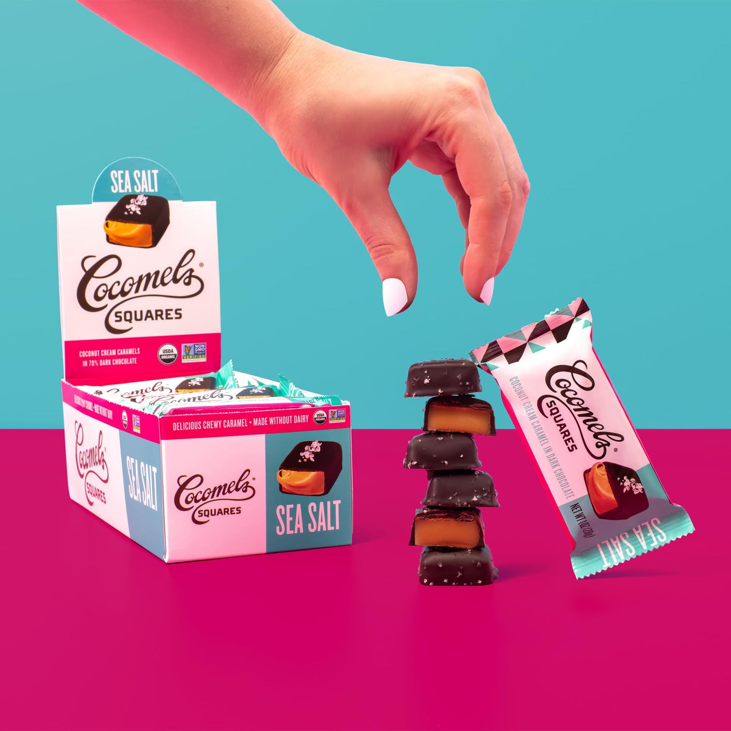Product image of Cocomels Chocolate-covered Coconut Milk Caramels Sea Salt Organic Dairy-Free 1 oz 1 oz Pack of 15