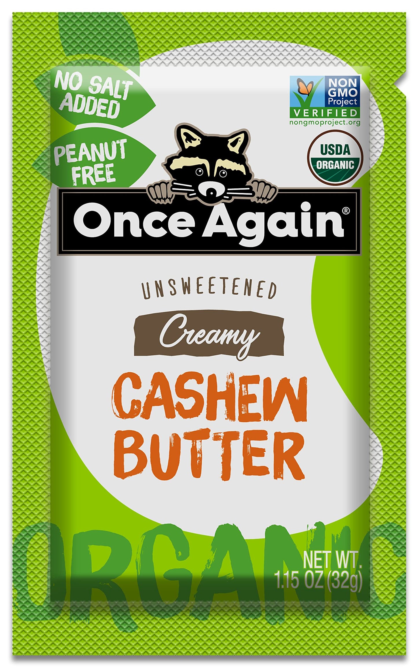 Product image of Once Again Organic Creamy Cashew Butter Squeeze Packs Unsweetened USDA Organic Gluten Free Vegan Kosher