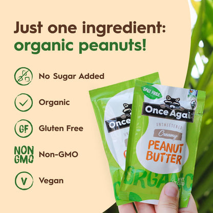 Product image of Once Again Organic Peanut Butter Packets Vegan Non-GMO Gluten Free Packs Single Serve Squeeze Packs for