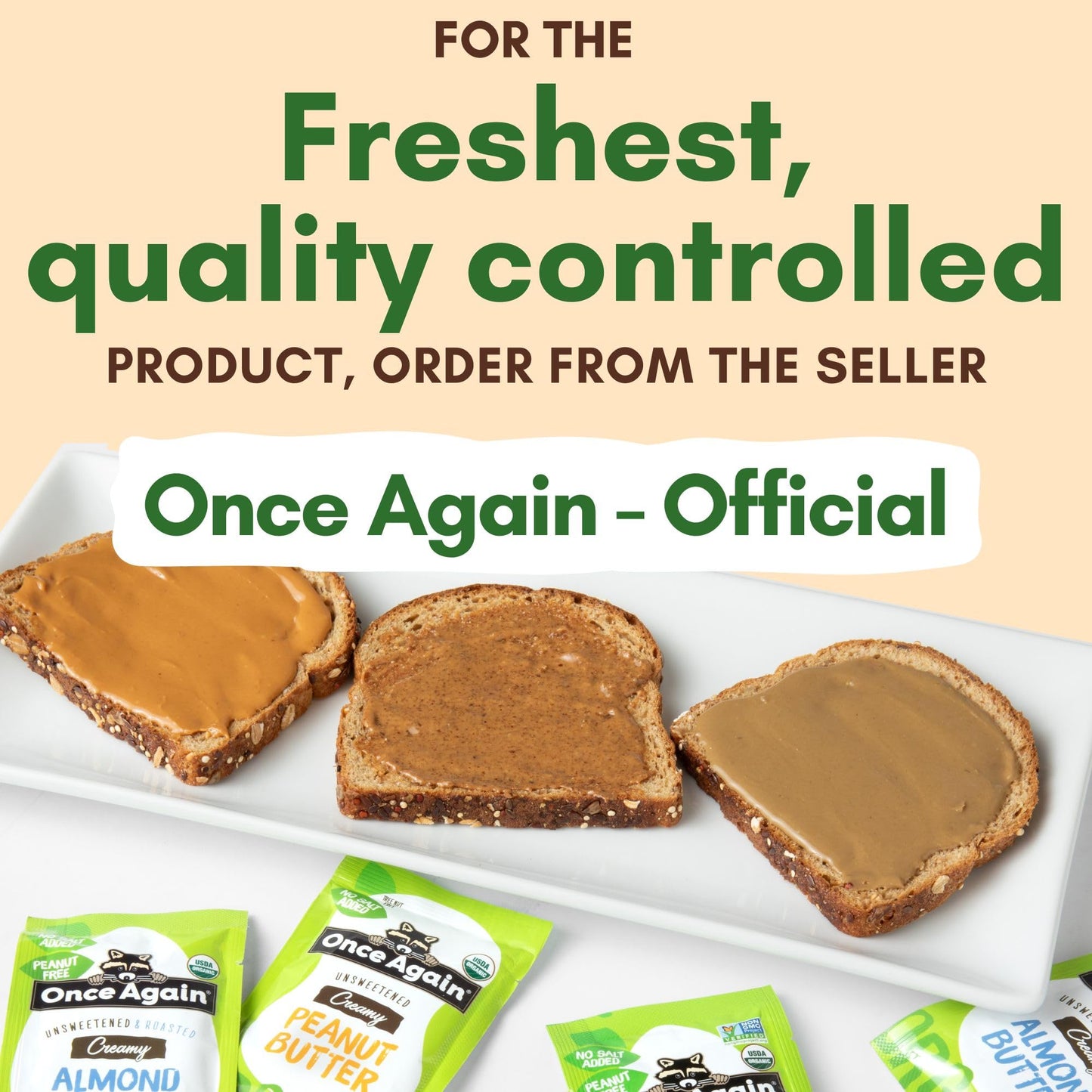 Product image of Once Again Organic Peanut Butter Packets Vegan Non-GMO Gluten Free Packs Single Serve Squeeze Packs for
