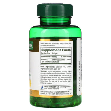 Product image of Nature's Bounty Vitamin D3 50 mcg 2000 IU Softgels 240 ct Pack of 2