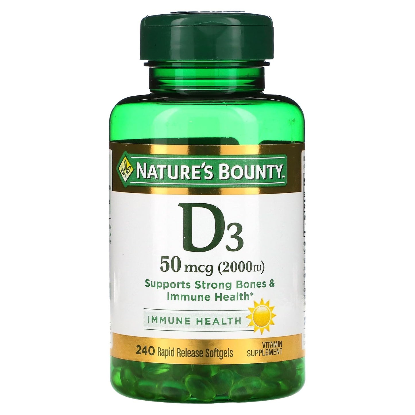 Product image of Nature's Bounty Vitamin D3 50 mcg 2000 IU Softgels 240 ct Pack of 2