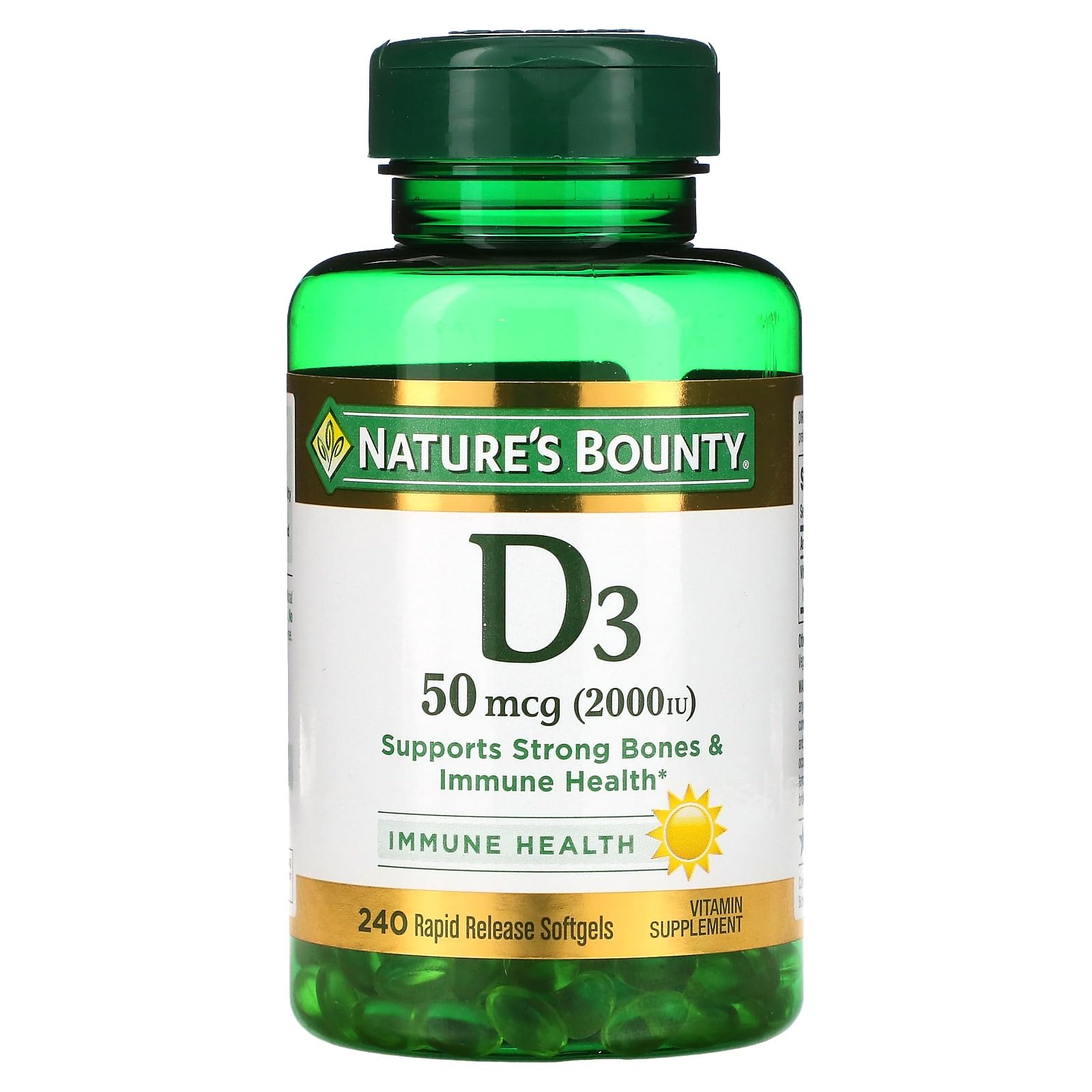 Product image of Nature's Bounty Vitamin D3 50 mcg 2000 IU Softgels 240 ct Pack of 2
