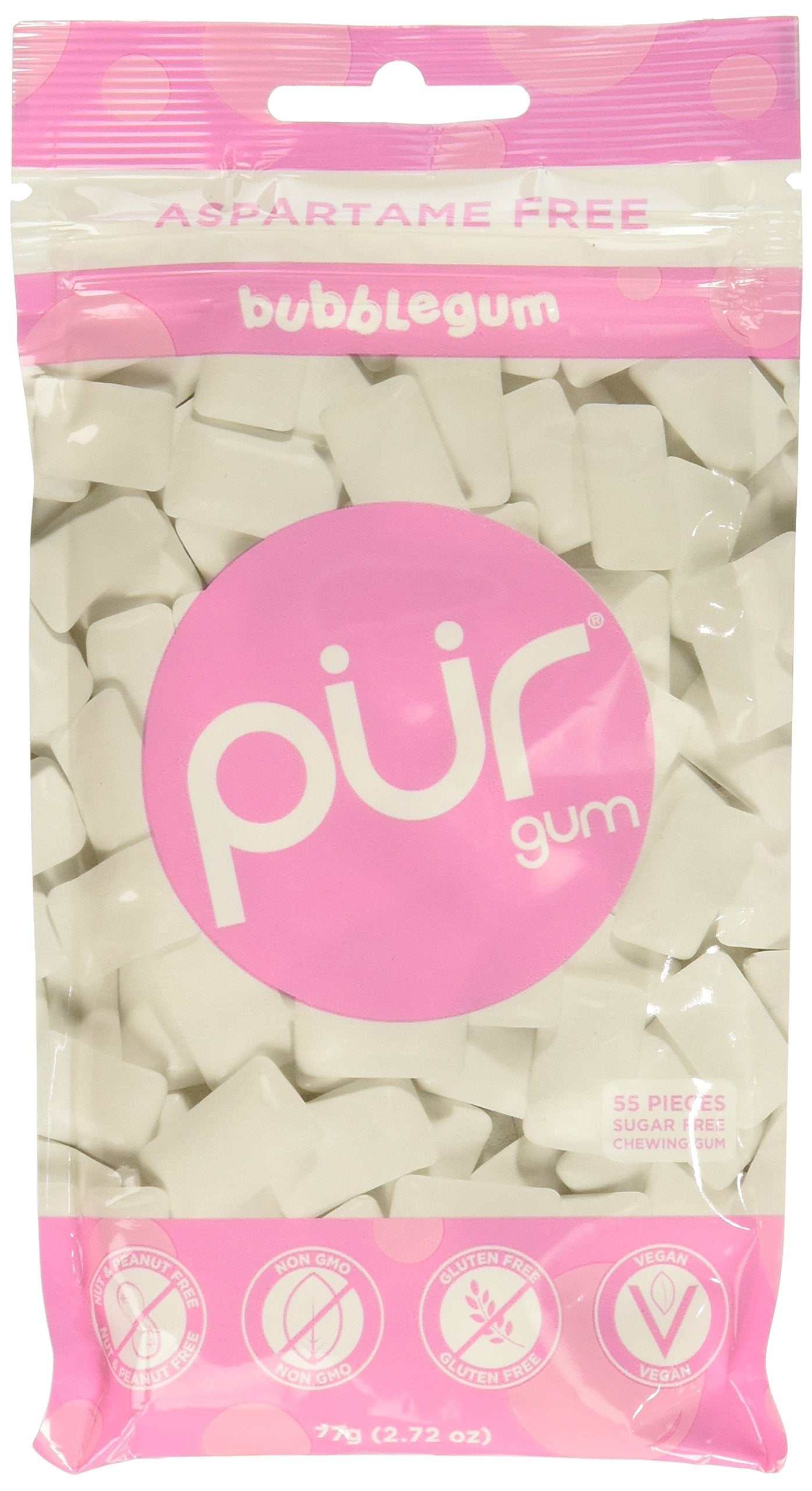 Product image of PUR Gum Bubblegum Flavor Chewing Gum Bag 55 ct Pack of 3