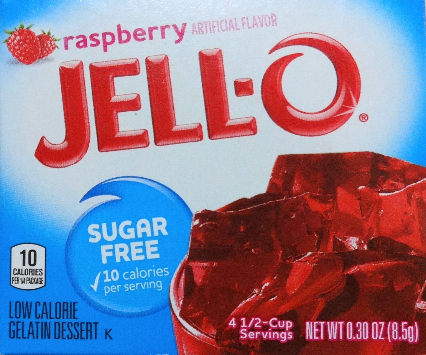 Product image of Jell-O Sugar-Free Gelatin Dessert Raspberry Box 0.3 oz 0.3 oz Pack of 3