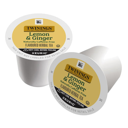 Product image of Twinings Lemon and Ginger Herbal Tea K-Cup Pods for Keurig 24 ct Naturally Caffeine-Free Enjoy Hot or Iced