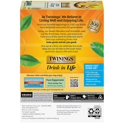Product image of Twinings Lemon and Ginger Herbal Tea K-Cup Pods for Keurig 24 ct Naturally Caffeine-Free Enjoy Hot or Iced