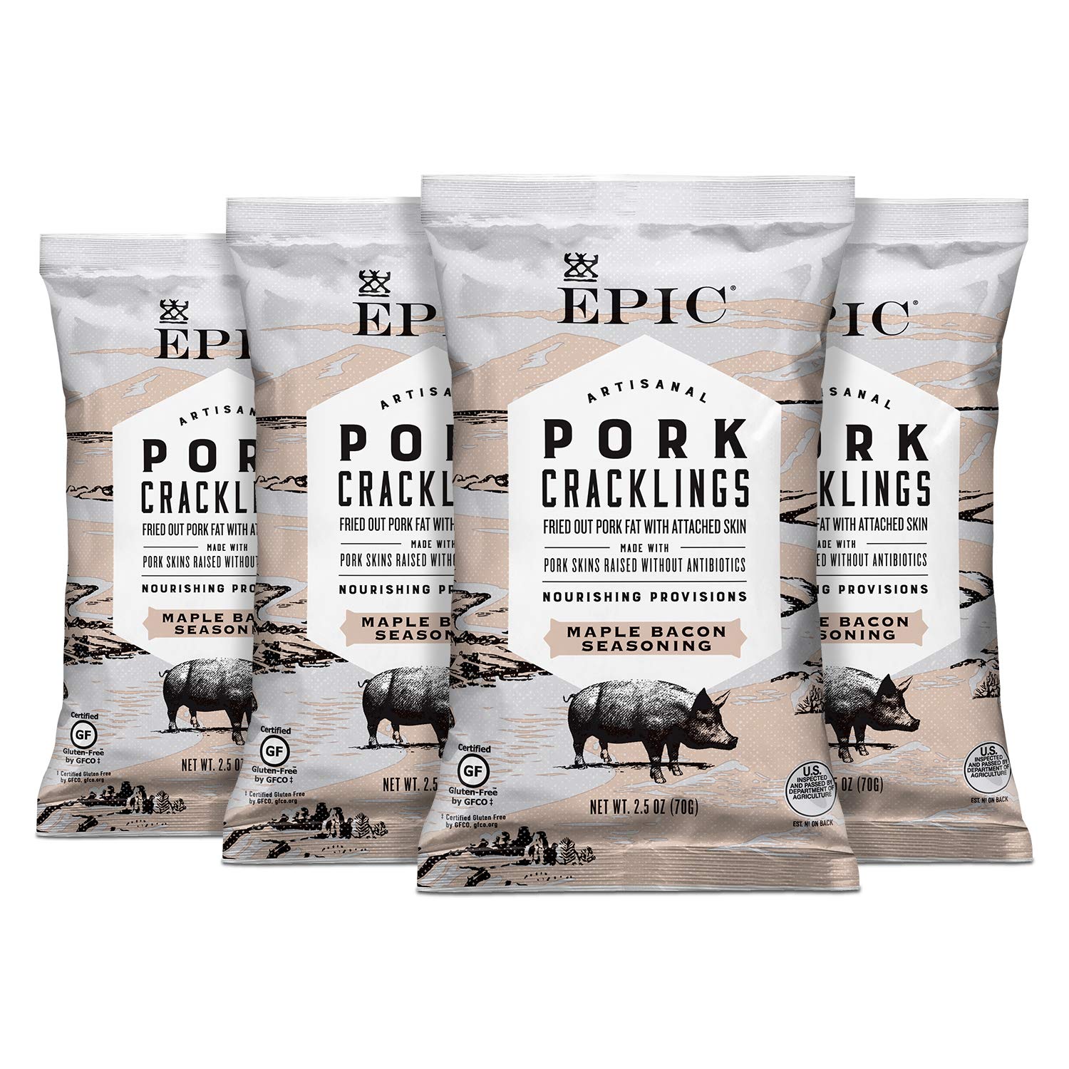 Product image of EPIC Maple Bacon Pork Cracklings Keto Consumer Friendly Box Bags 2.5 oz 2.5 oz Pack of 4