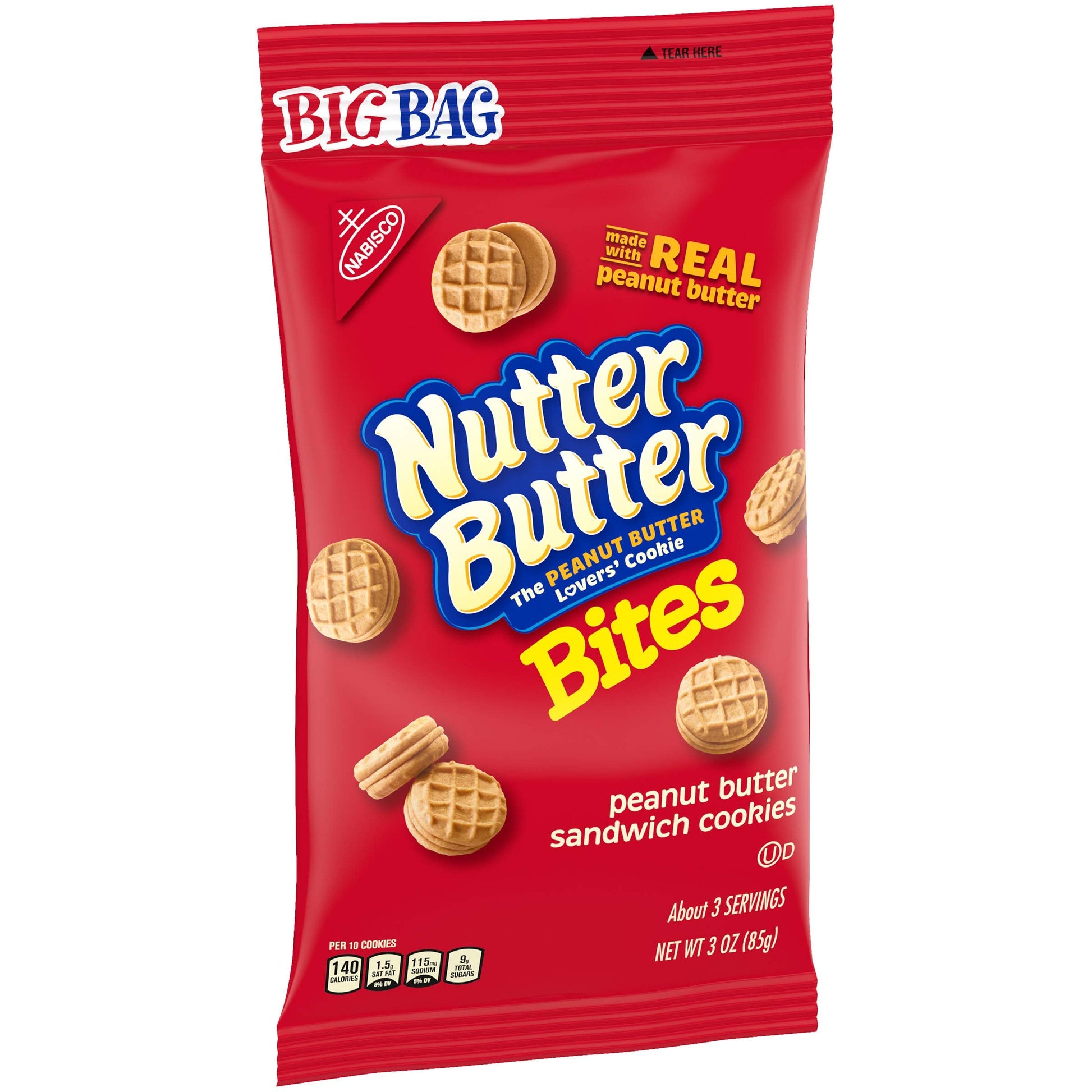 Product image of Nutter Butter Bites Peanut Butter Sandwich Cookies Big Bag 3 oz 3 oz