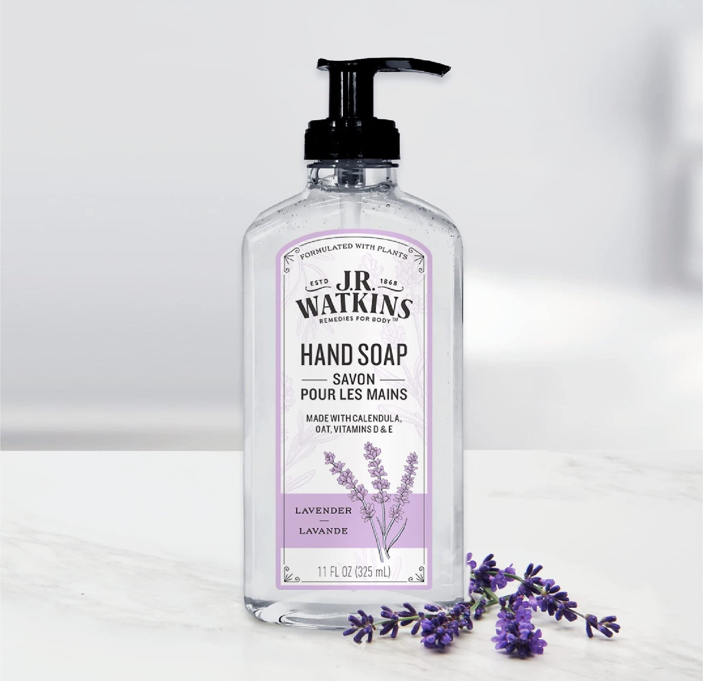 Product image of J.R. Watkins Gel Hand Soap Liquid Hand Wash Lavender USA Made Cruelty Free for Bathroom or Kitchen 11 fl oz