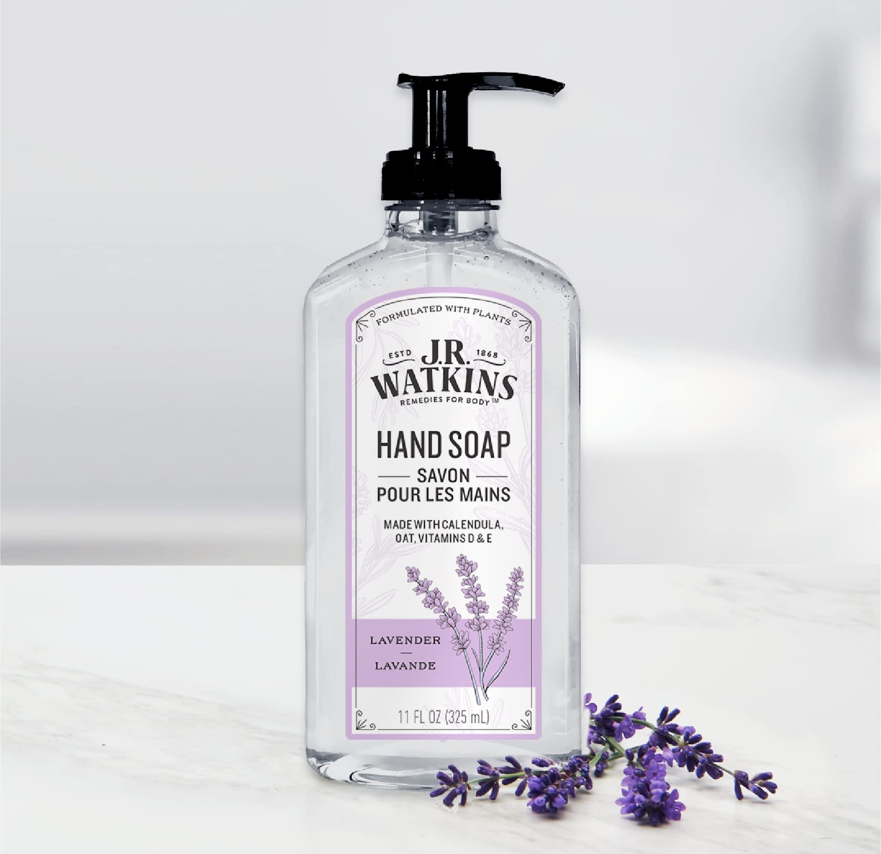 Product image of J.R. Watkins Gel Hand Soap Liquid Hand Wash Lavender USA Made Cruelty Free for Bathroom or Kitchen 11 fl oz
