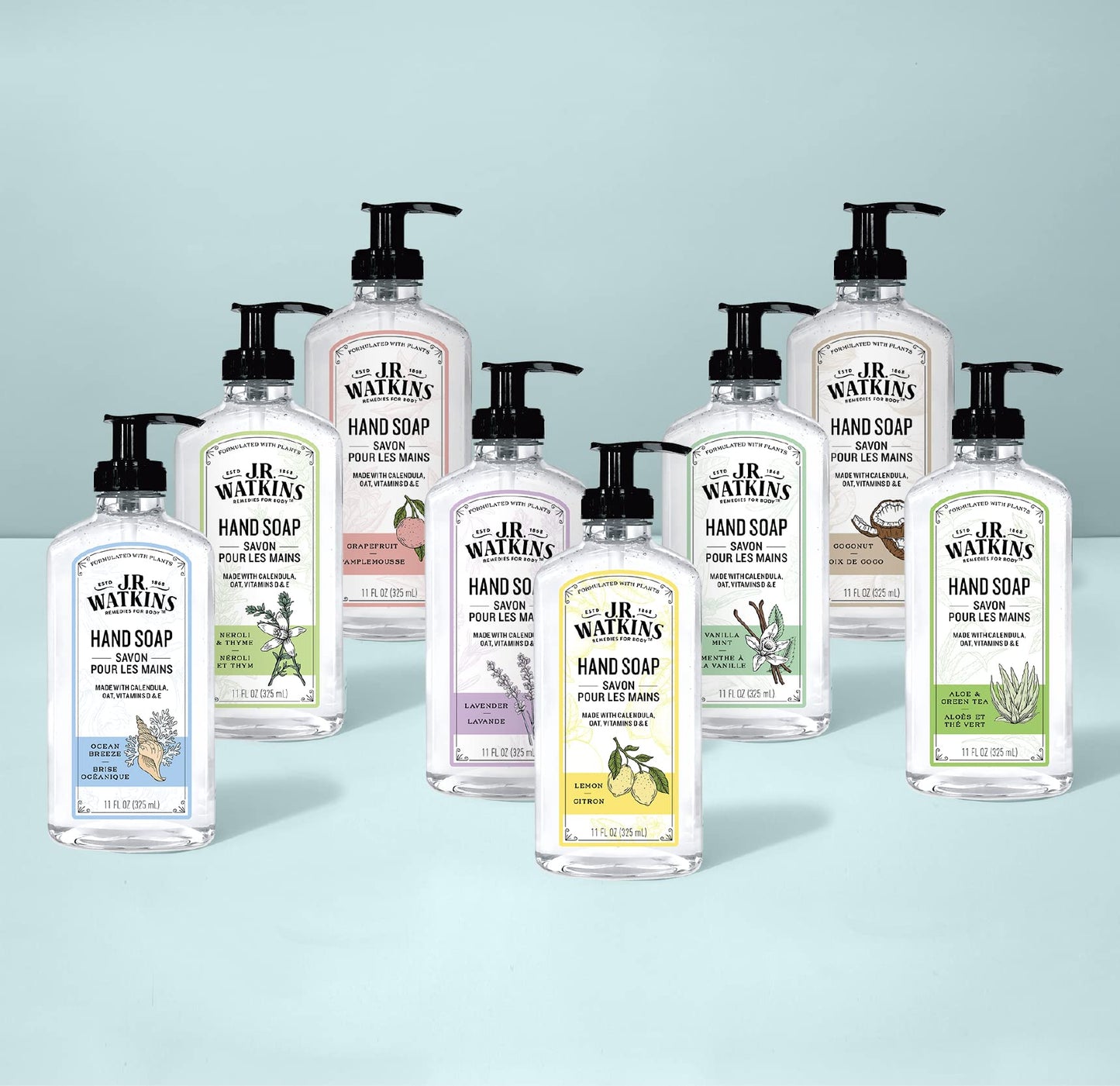 Product image of J.R. Watkins Gel Hand Soap Liquid Hand Wash Lavender USA Made Cruelty Free for Bathroom or Kitchen 11 fl oz