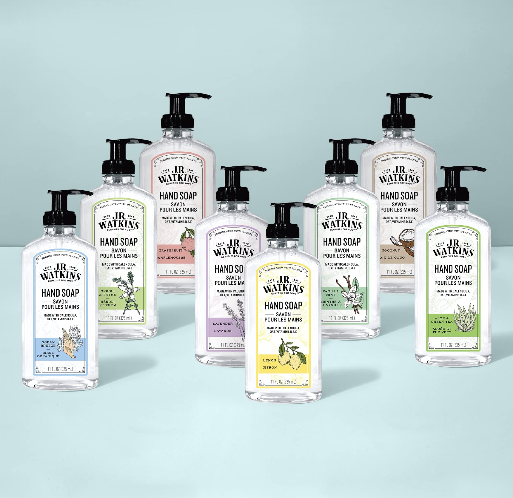 Product image of J.R. Watkins Gel Hand Soap Liquid Hand Wash Lavender USA Made Cruelty Free for Bathroom or Kitchen 11 fl oz