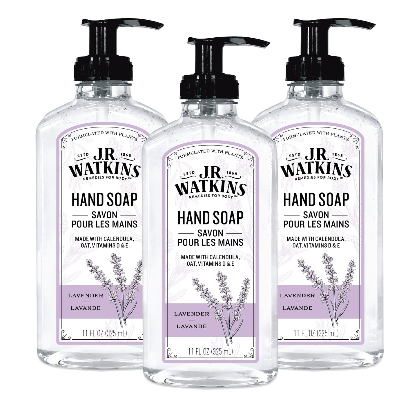 Product image of J.R. Watkins Gel Hand Soap Liquid Hand Wash Lavender USA Made Cruelty Free for Bathroom or Kitchen 11 fl oz