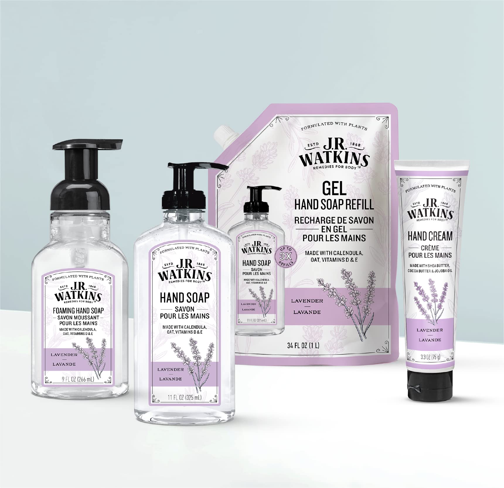 Product image of J.R. Watkins Gel Hand Soap Liquid Hand Wash Lavender USA Made Cruelty Free for Bathroom or Kitchen 11 fl oz