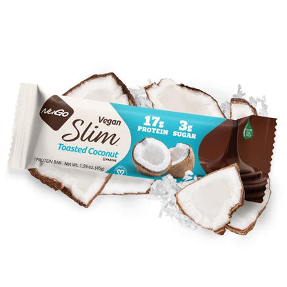 Product image of NuGo Slim Dark Chocolate Toasted Coconut Protein Bar Vegan Keto Friendly Gluten Free Protein 3g Sugar 7g