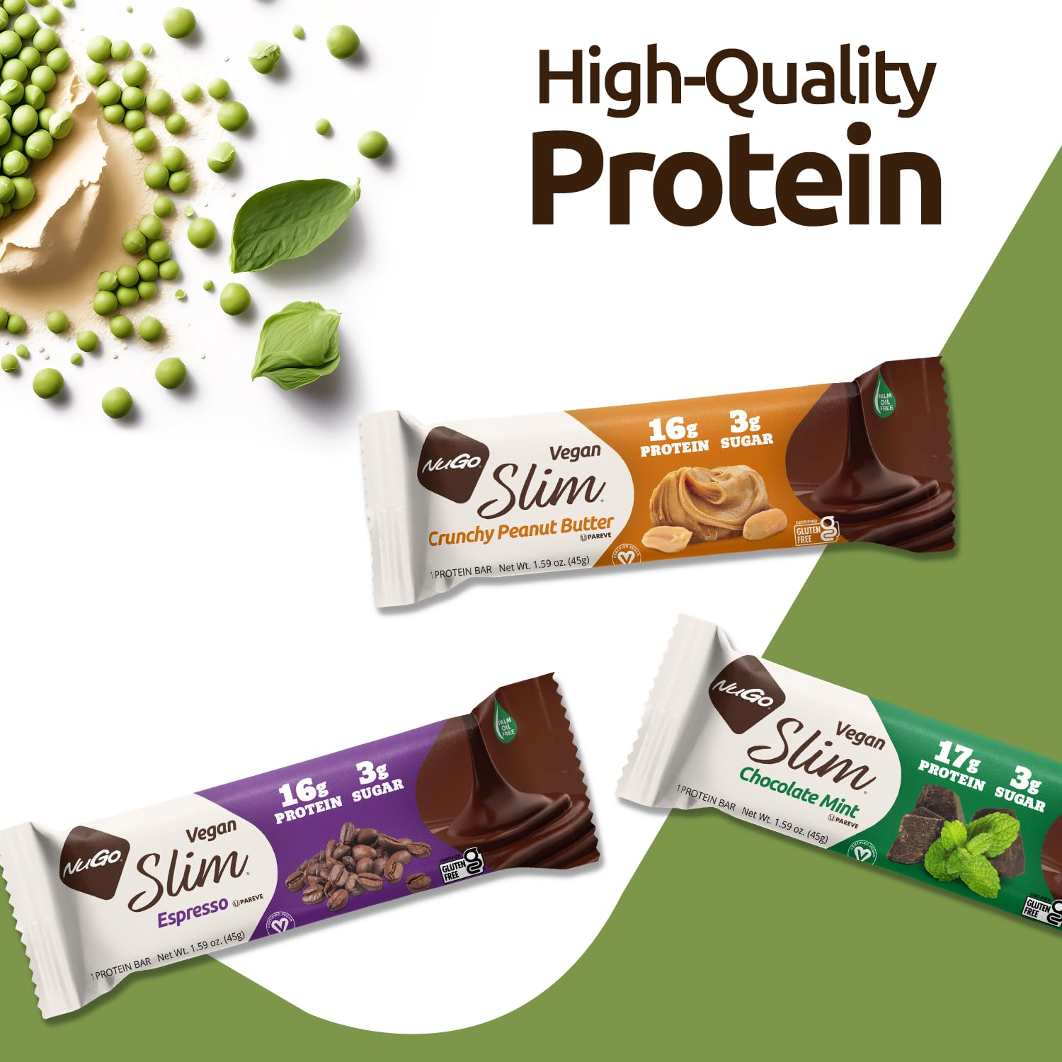 Product image of NuGo Slim Dark Chocolate Toasted Coconut Protein Bar Vegan Keto Friendly Gluten Free Protein 3g Sugar 7g