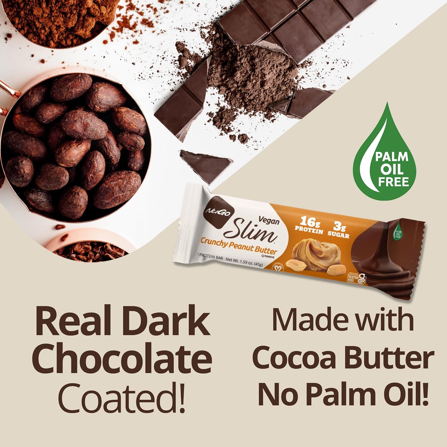 Product image of NuGo Slim Dark Chocolate Toasted Coconut Protein Bar Vegan Keto Friendly Gluten Free Protein 3g Sugar 7g