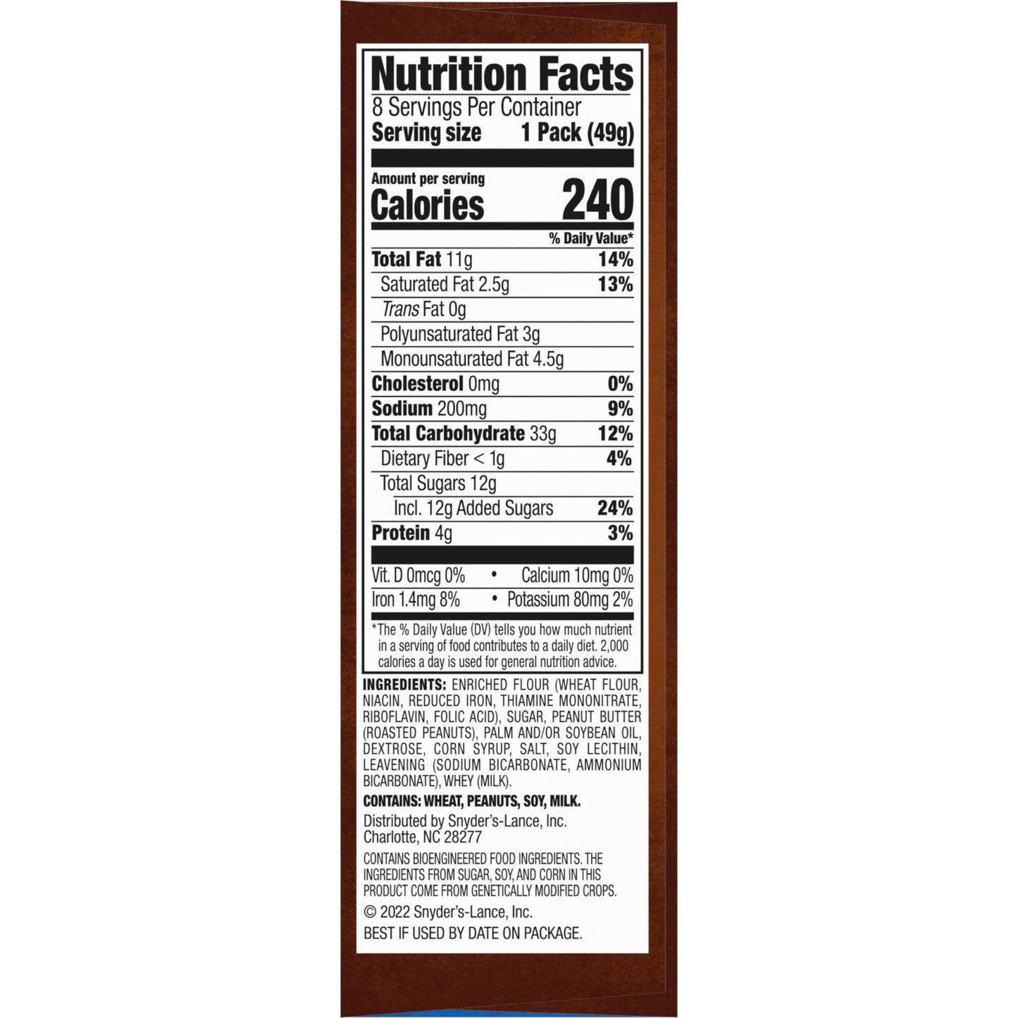 Product image of Lance Nekot Peanut Butter Sandwich Cookies 6 Sandwiches 1.75 Each Pack of 8