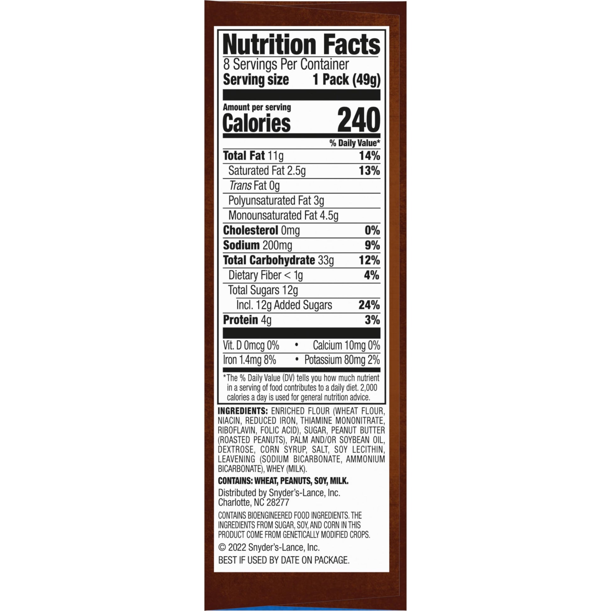 Product image of Lance Nekot Peanut Butter Sandwich Cookies 6 Sandwiches 1.75 Each Pack of 8