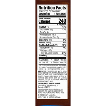 Product image of Lance Nekot Peanut Butter Sandwich Cookies 6 Sandwiches 1.75 Each Pack of 8