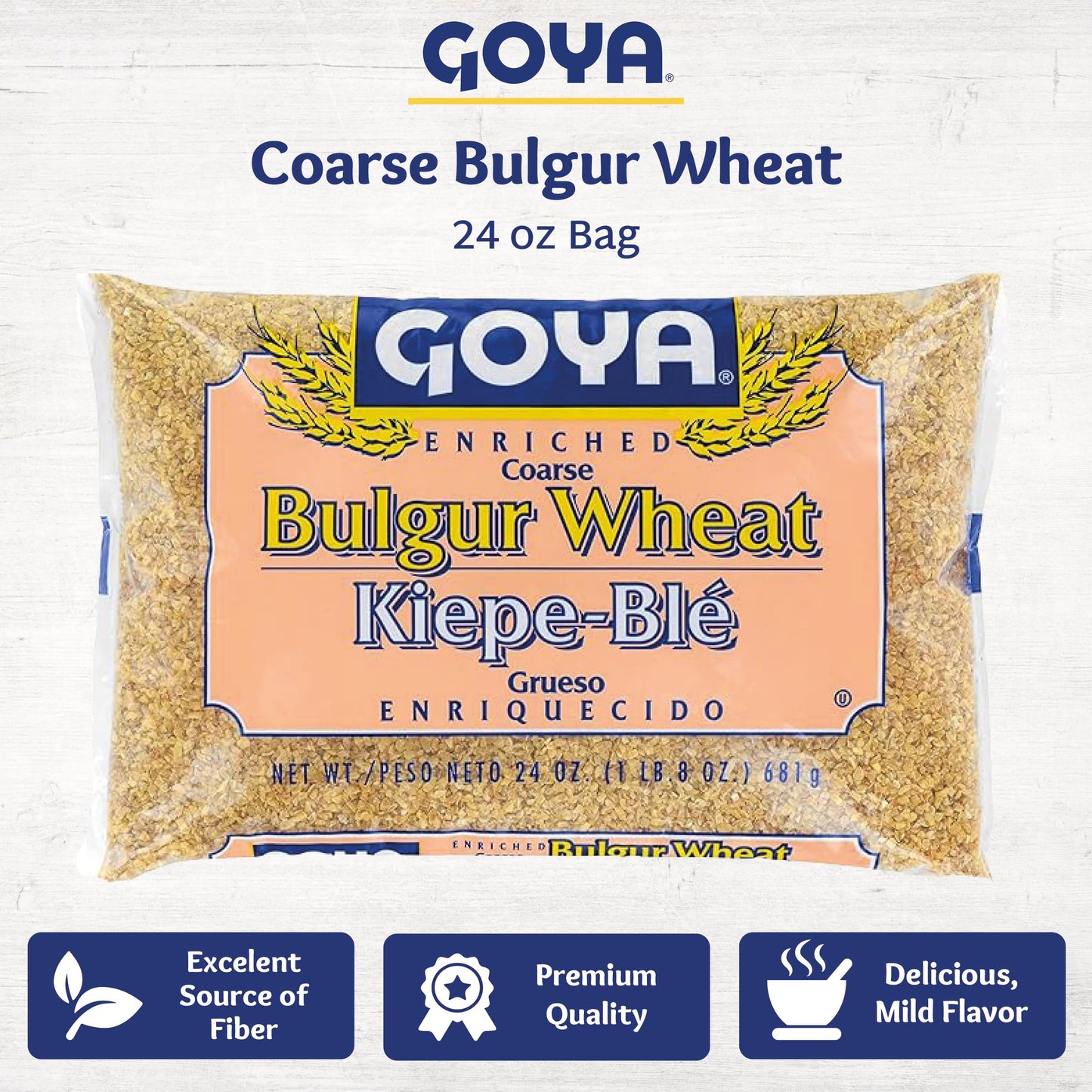Product image of Goya Coarse Bulgur Wheat Nutritious Wheat for Tabouleh Salads Soups and Pilafs Bag 24 oz 24 oz