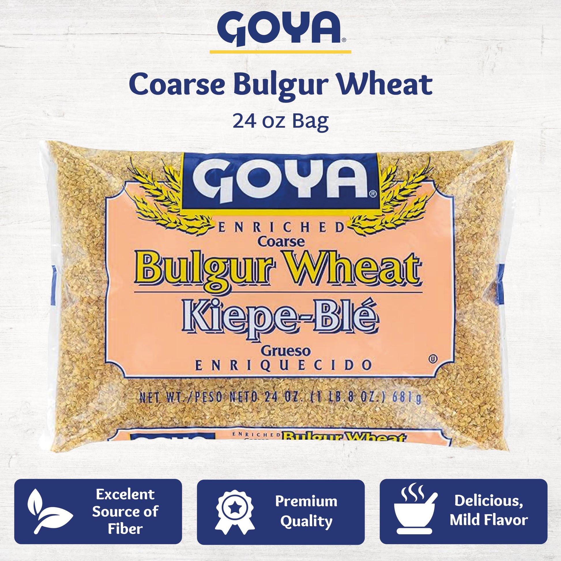 Product image of Goya Coarse Bulgur Wheat Nutritious Wheat for Tabouleh Salads Soups and Pilafs Bag 24 oz 24 oz