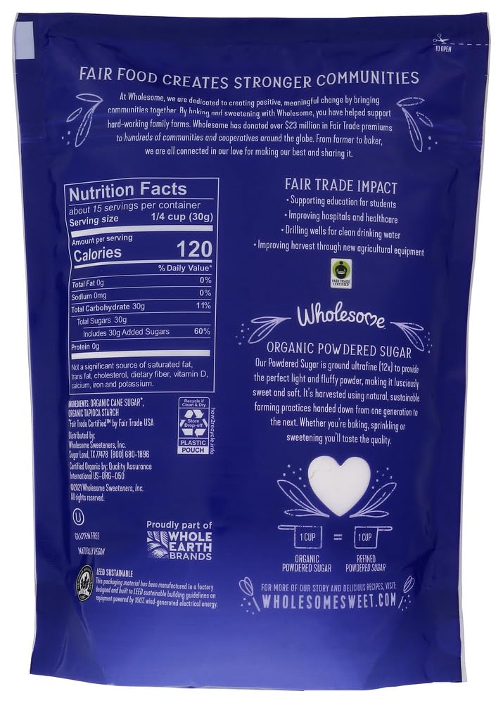 Product image of Wholesome Organic Powdered Confectioners Sugar 1 lb Pack of 2