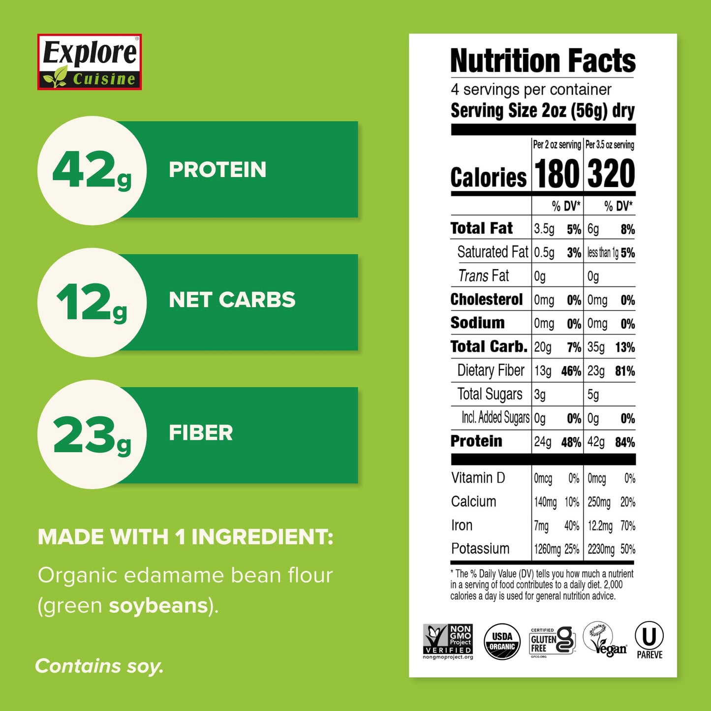 Product image of EXPLORE CUISINE Organic Edamame Spaghetti High in Plant-Based Protein Non-GMO Gluten Free Vegan Kosher 8