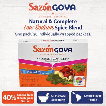 Product image of Goya Sazon Natural and Complete Low Sodium Latin Spice Blend All Purpose Mexican Seasoning No Salt Added