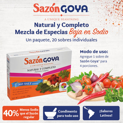 Product image of Goya Sazon Natural and Complete Low Sodium Latin Spice Blend All Purpose Mexican Seasoning No Salt Added