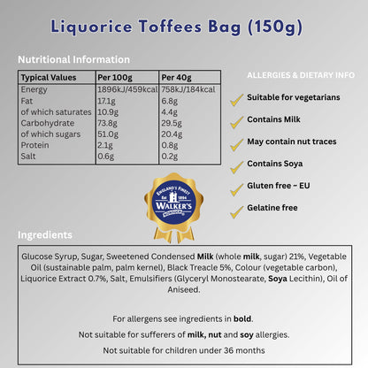 Product image of Walkers' Nonsuch Liquorice Toffees Black Licorice Candy Chewy British Traditional English Treats Imported