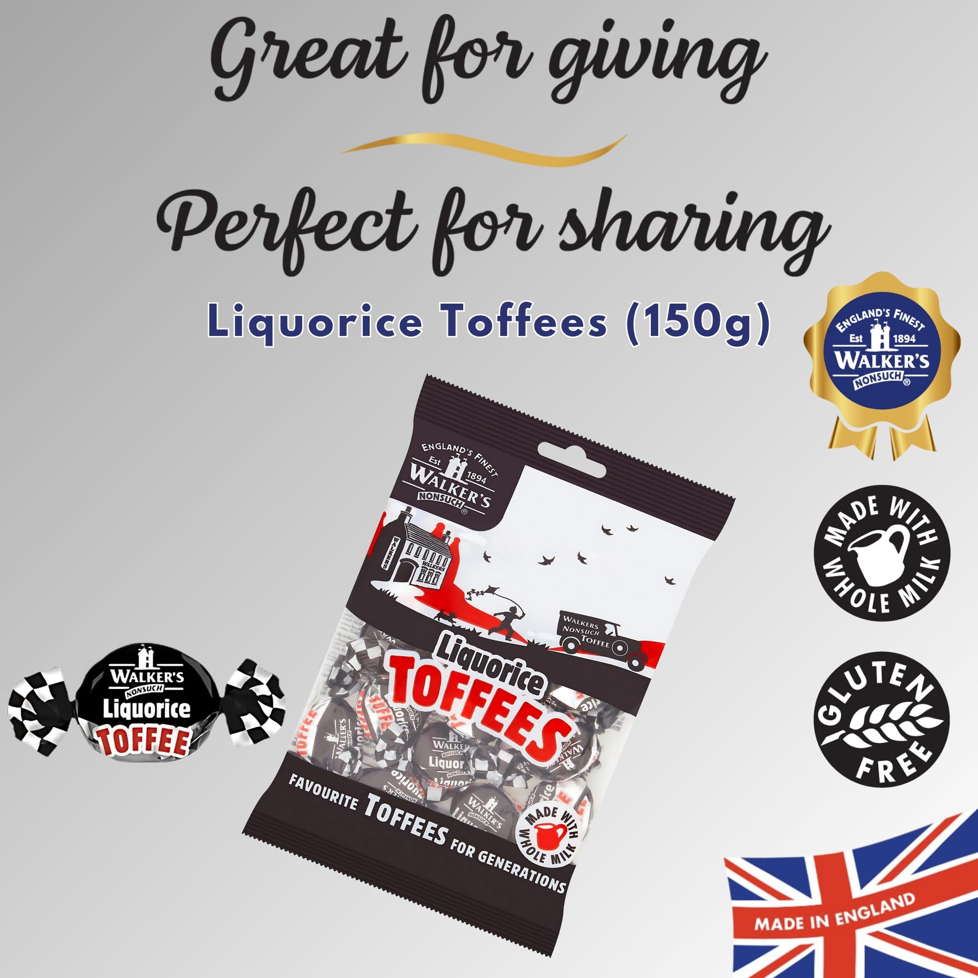 Product image of Walkers' Nonsuch Liquorice Toffees Black Licorice Candy Chewy British Traditional English Treats Imported