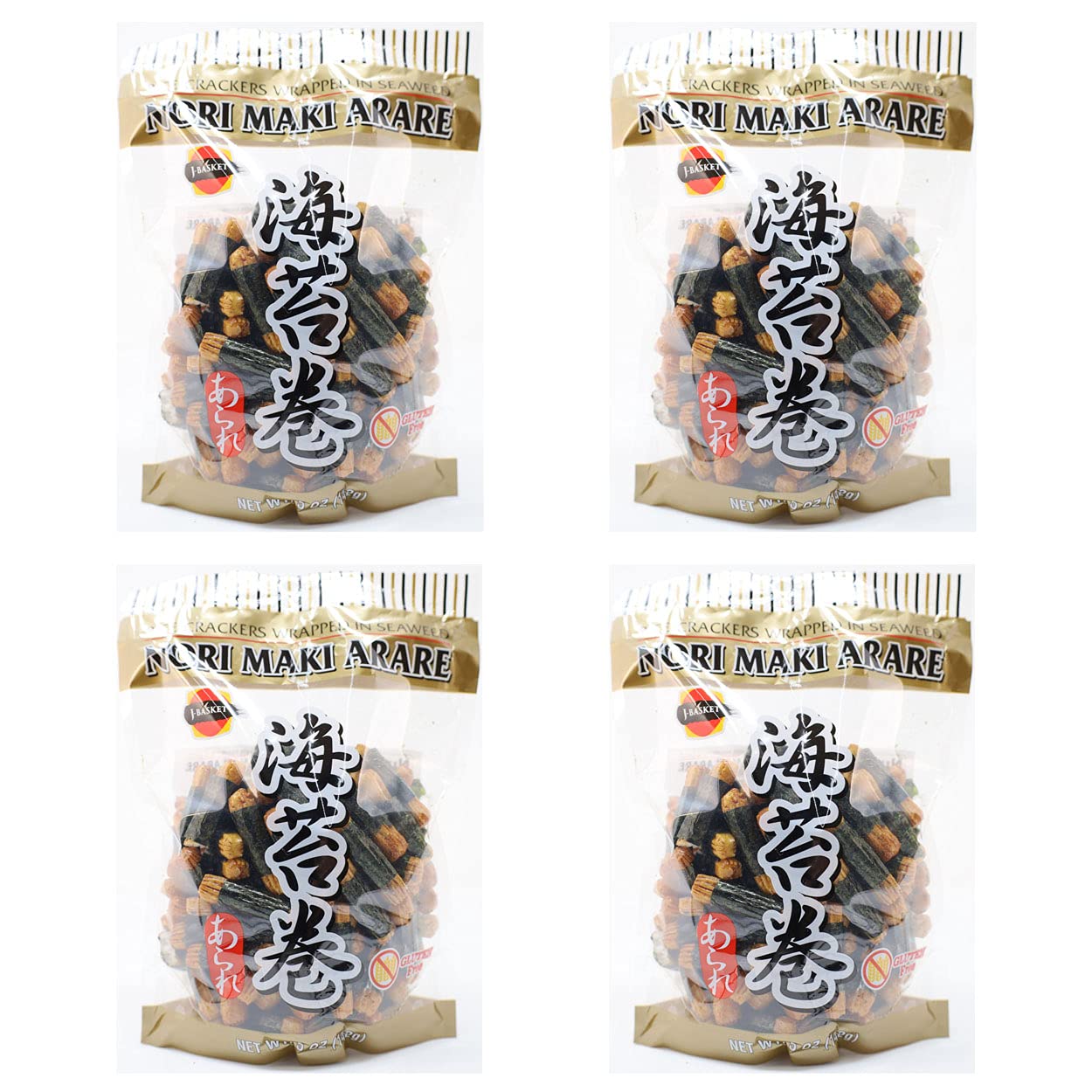 Product image of Shirakiku Nori Maki Arare Rice Crackers Wrapped in Seaweed 5 oz 5 oz Pack of 4