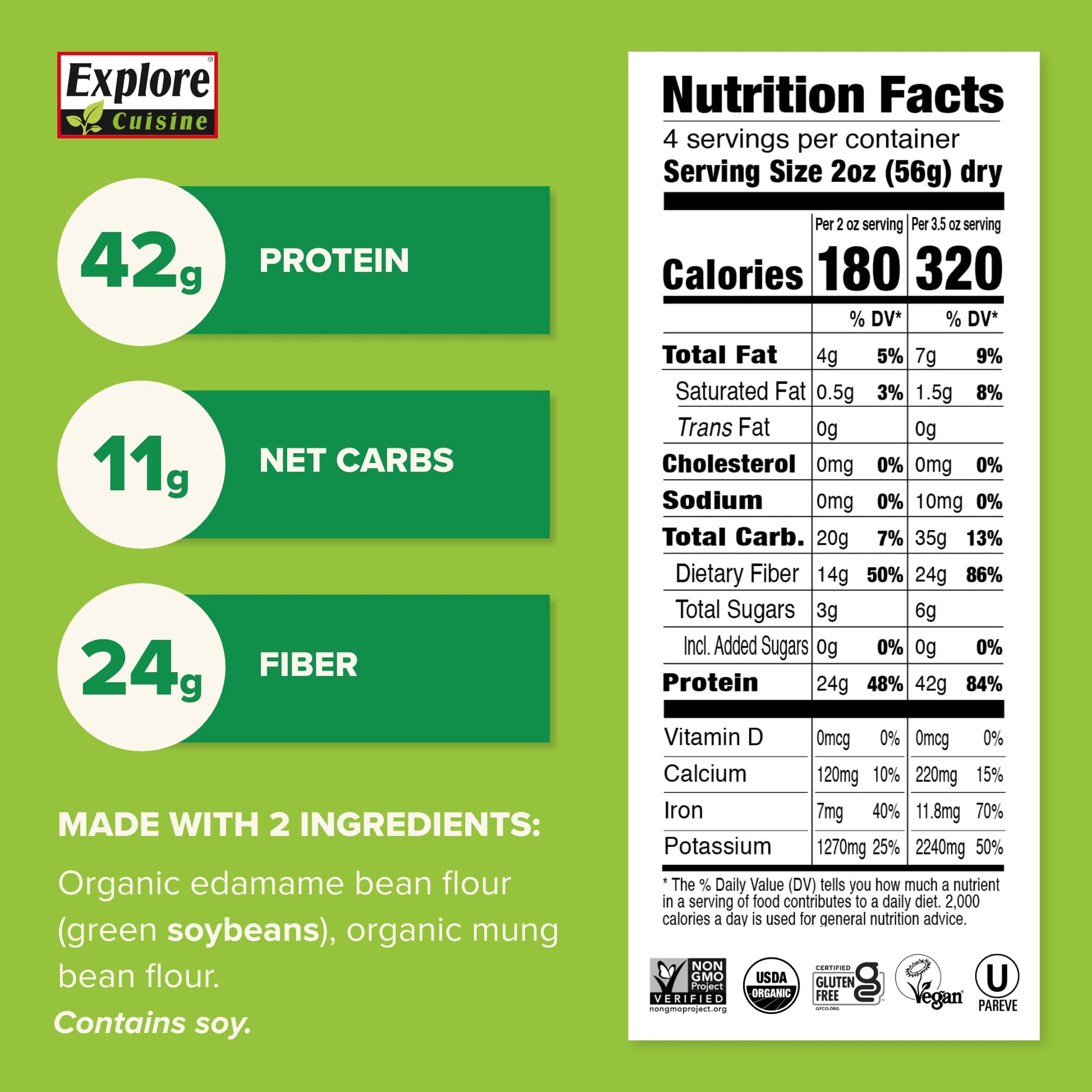 Product image of EXPLORE CUISINE Organic Edamame and Mung Bean Fettuccine Gluten Free Vegan Kosher Non-GMO High in