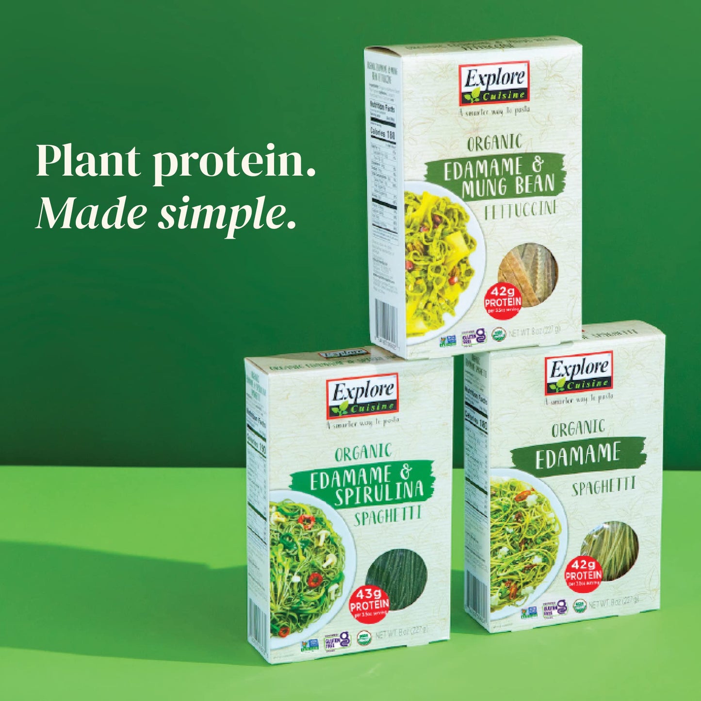 Product image of EXPLORE CUISINE Organic Edamame and Mung Bean Fettuccine Gluten Free Vegan Kosher Non-GMO High in