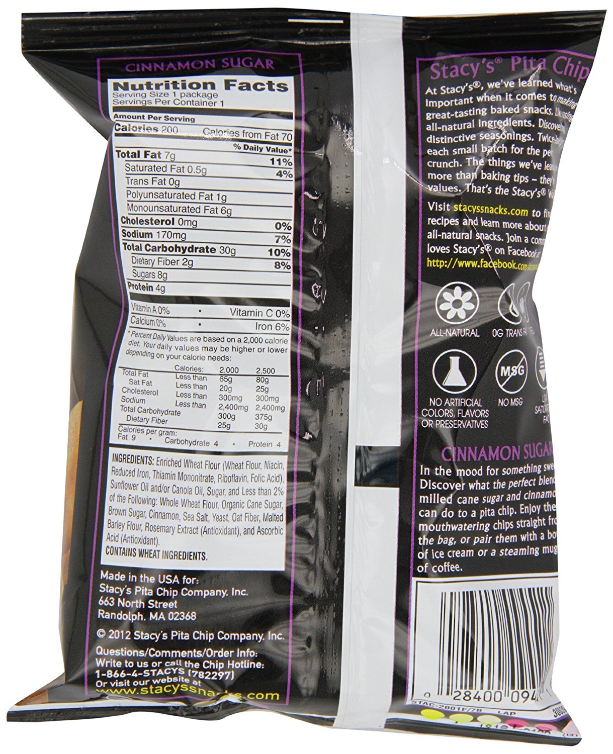 Product image of Stacy's Cinnamon Sugar Flavored Pita Chips 7.33 oz 7.33 oz Pack of 3