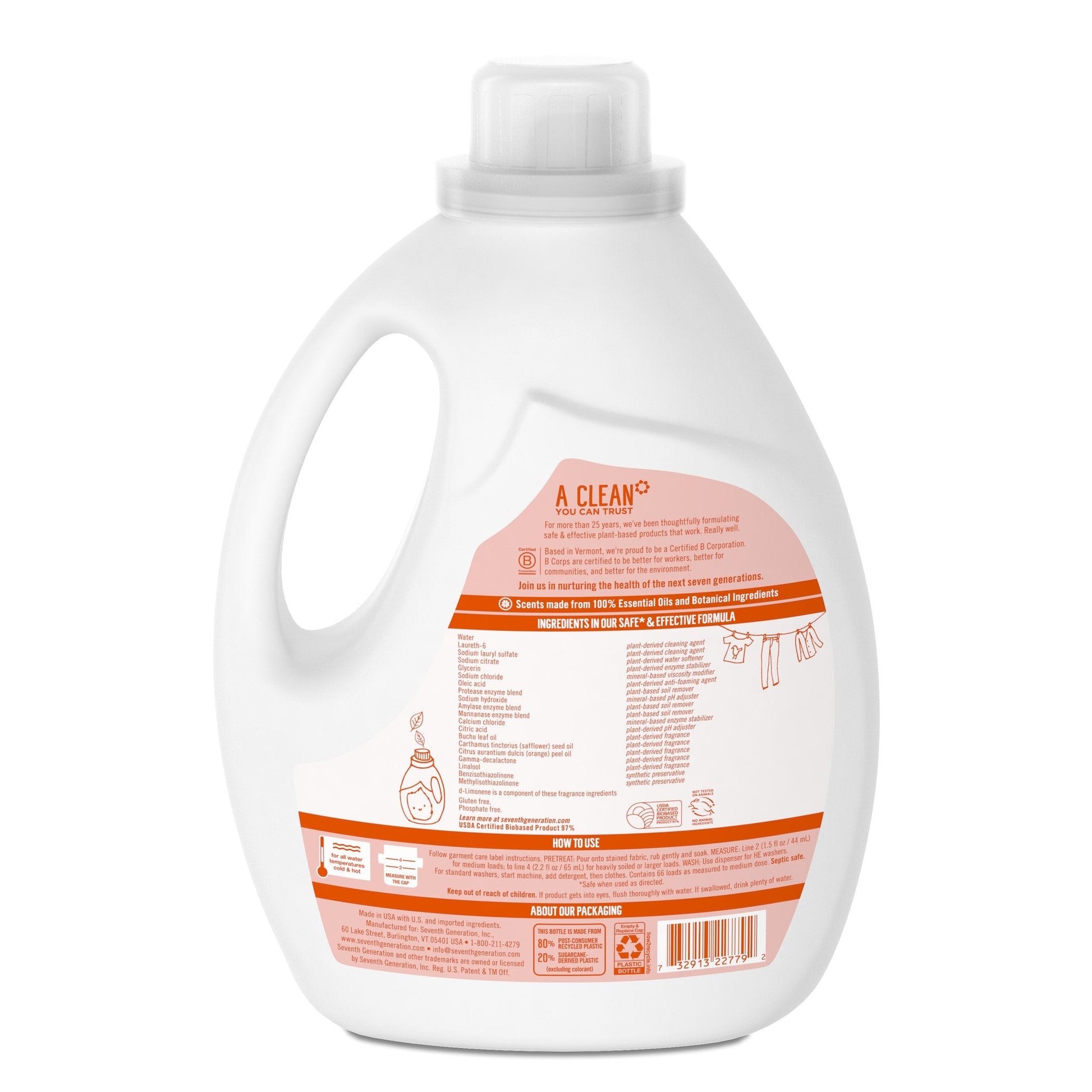 Product image of Seventh Generation Liquid Laundry Detergent Fresh Citrus Scent 60 Loads 90 oz 90 oz