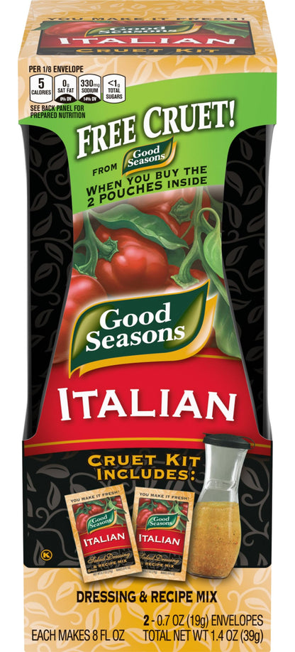 Product image of Good Seasons Salad Dressing and Recipe Kit Cruet Italian Dressing Mix 2 Cruets 0.7 oz 4 Mixes 0.7 oz Pack of
