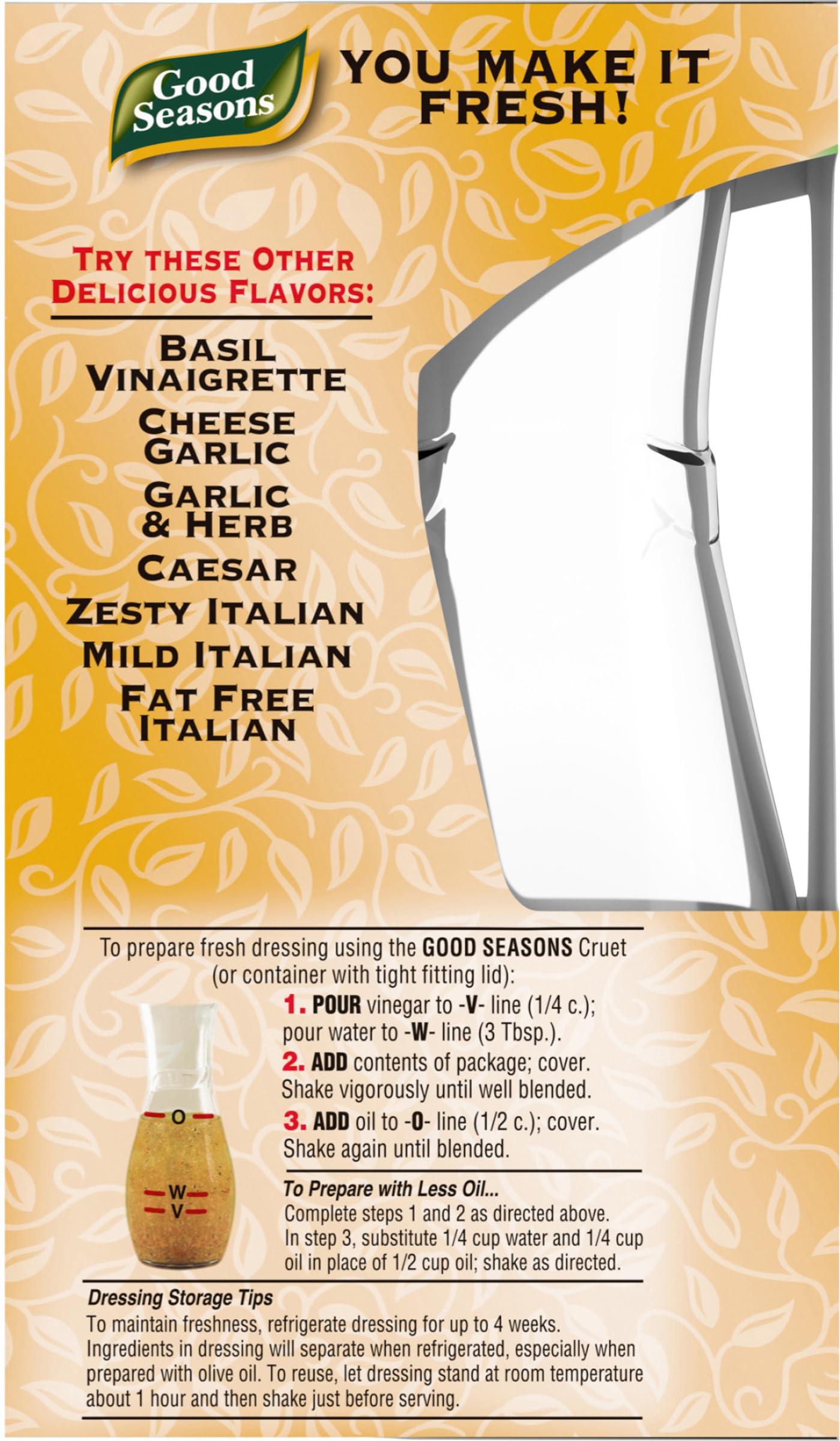 Product image of Good Seasons Salad Dressing and Recipe Kit Cruet Italian Dressing Mix 2 Cruets 0.7 oz 4 Mixes 0.7 oz Pack of