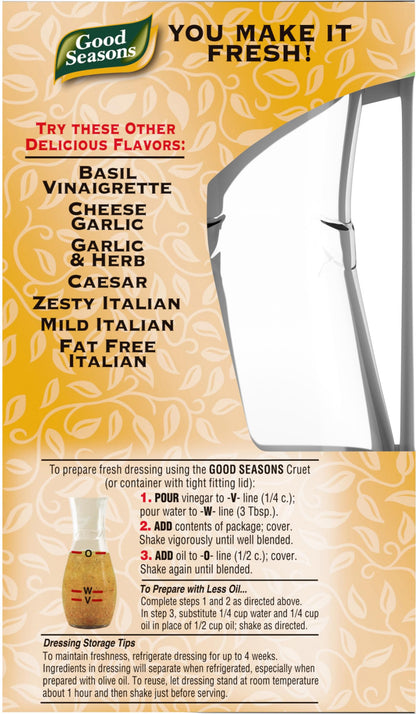 Product image of Good Seasons Salad Dressing and Recipe Kit Cruet Italian Dressing Mix 2 Cruets 0.7 oz 4 Mixes 0.7 oz Pack of