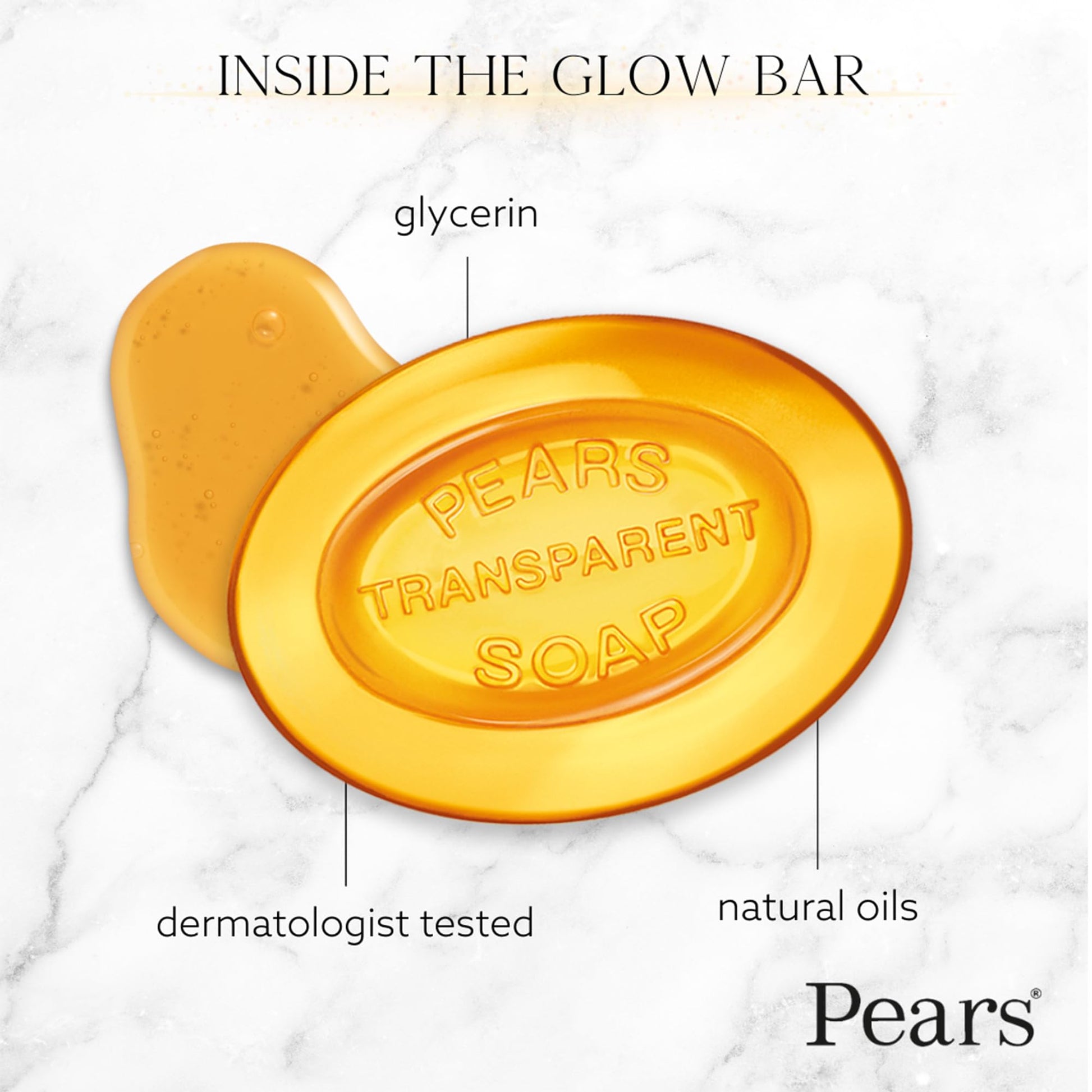Product image of Pears Glycerin Soap Transparent Amber Pure and Gentle Cleanser Natural Oils Each 4.4 oz 3 bars 4.4 oz