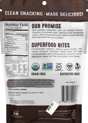 Product image of EMMY Coconut Cookies Dark Cacao Gluten-Free Organic Vegan Paleo-Friendly 6 oz 6 oz Pack of 2