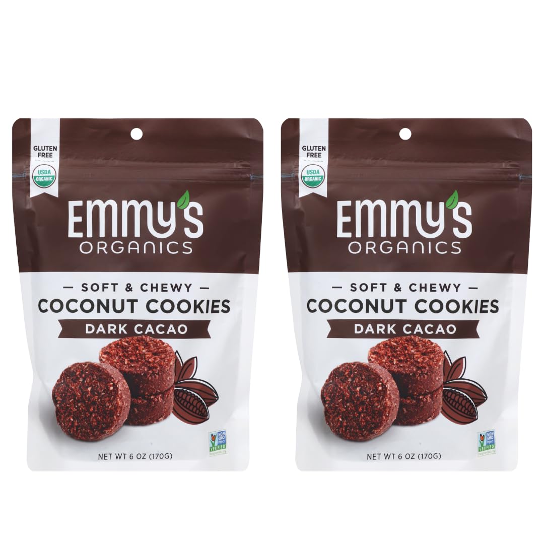 Product image of EMMY Coconut Cookies Dark Cacao Gluten-Free Organic Vegan Paleo-Friendly 6 oz 6 oz Pack of 2