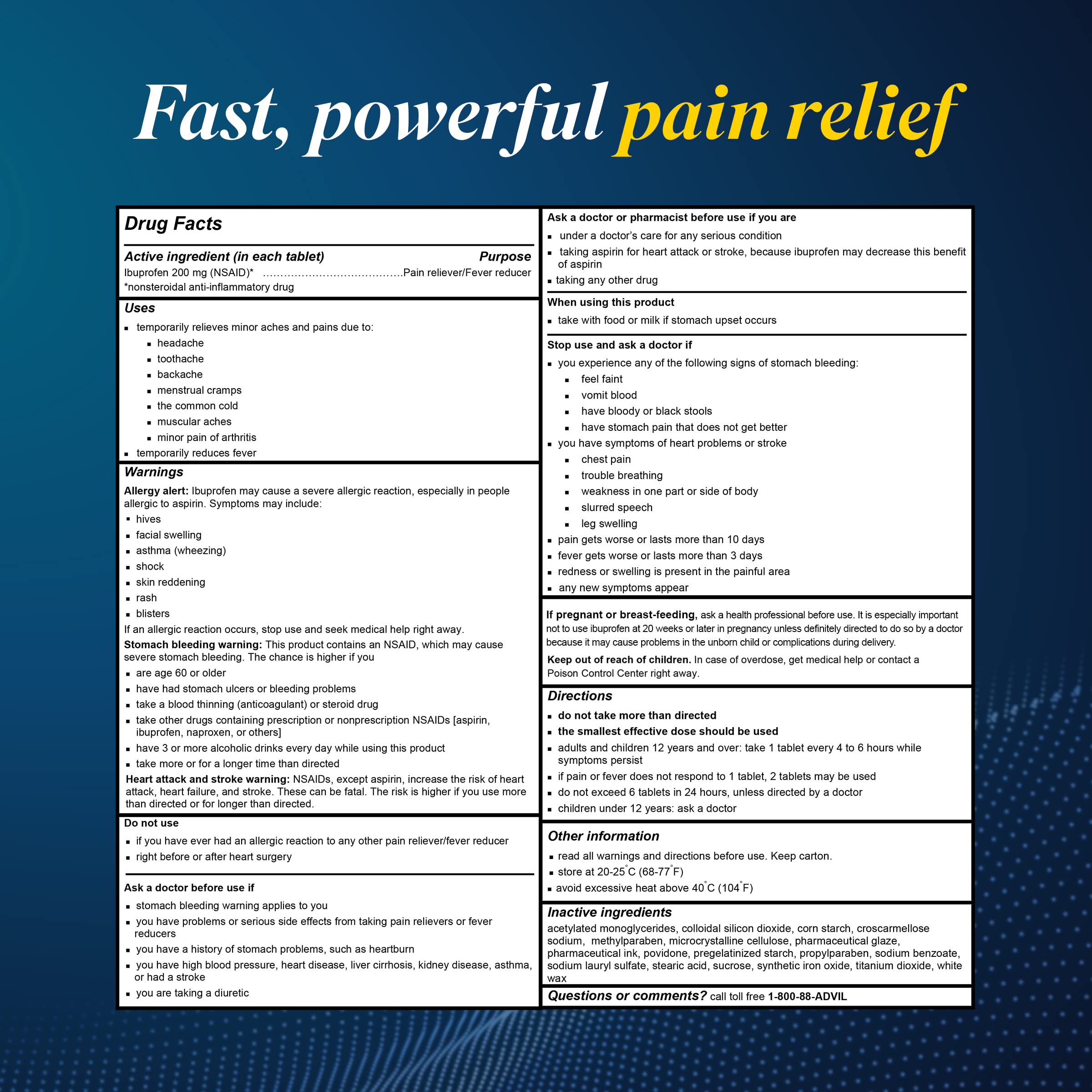 Product image of Advil Pain Reliever/Fever Reducer Ibuprofen Easy Open Arthritis Cap Temporary Pain Relief 200 Coated Tablets