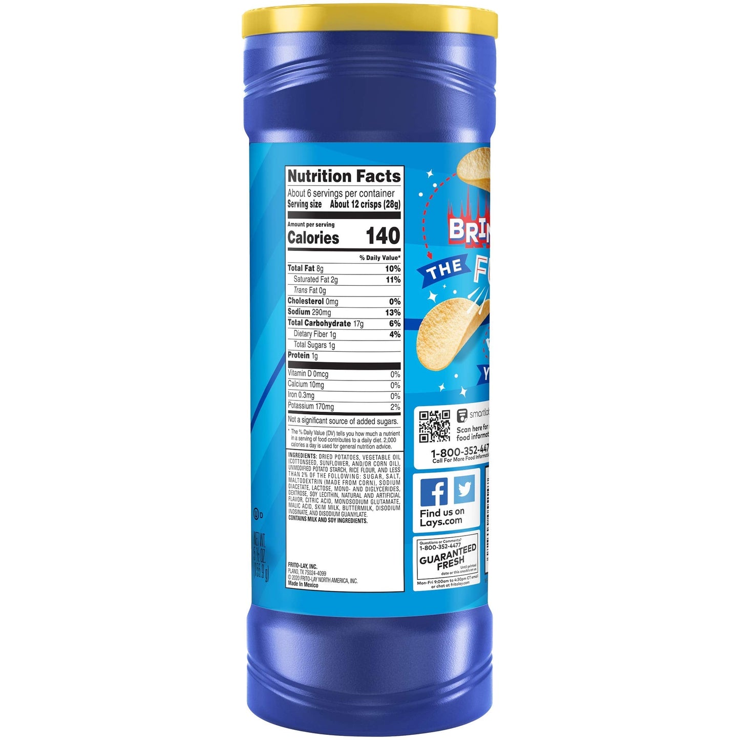 Product image of Lay's Stax Salt and Vinegar Flavored Potato Crisps Canister 5.5 oz 5.5 oz