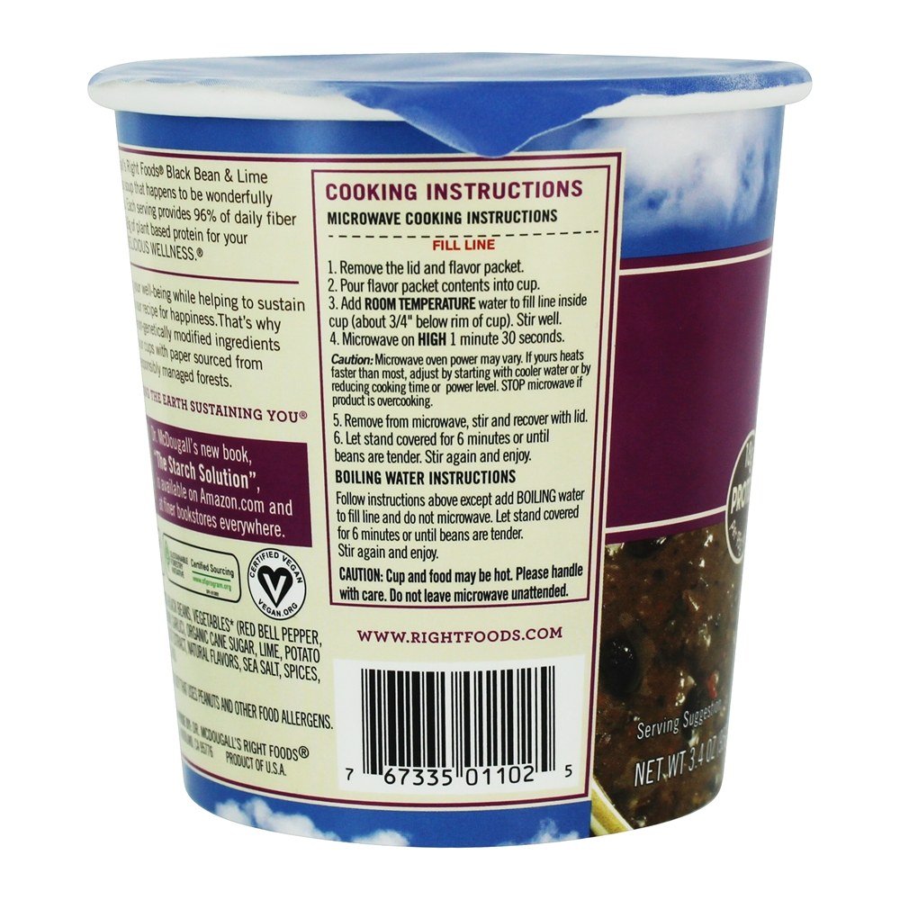 Product image of Dr. McDougall's Right Foods Black Bean and Lime Big Cup Soup 3.4 oz 3.4 oz Pack of 6