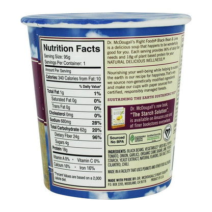 Product image of Dr. McDougall's Right Foods Black Bean and Lime Big Cup Soup 3.4 oz 3.4 oz Pack of 6